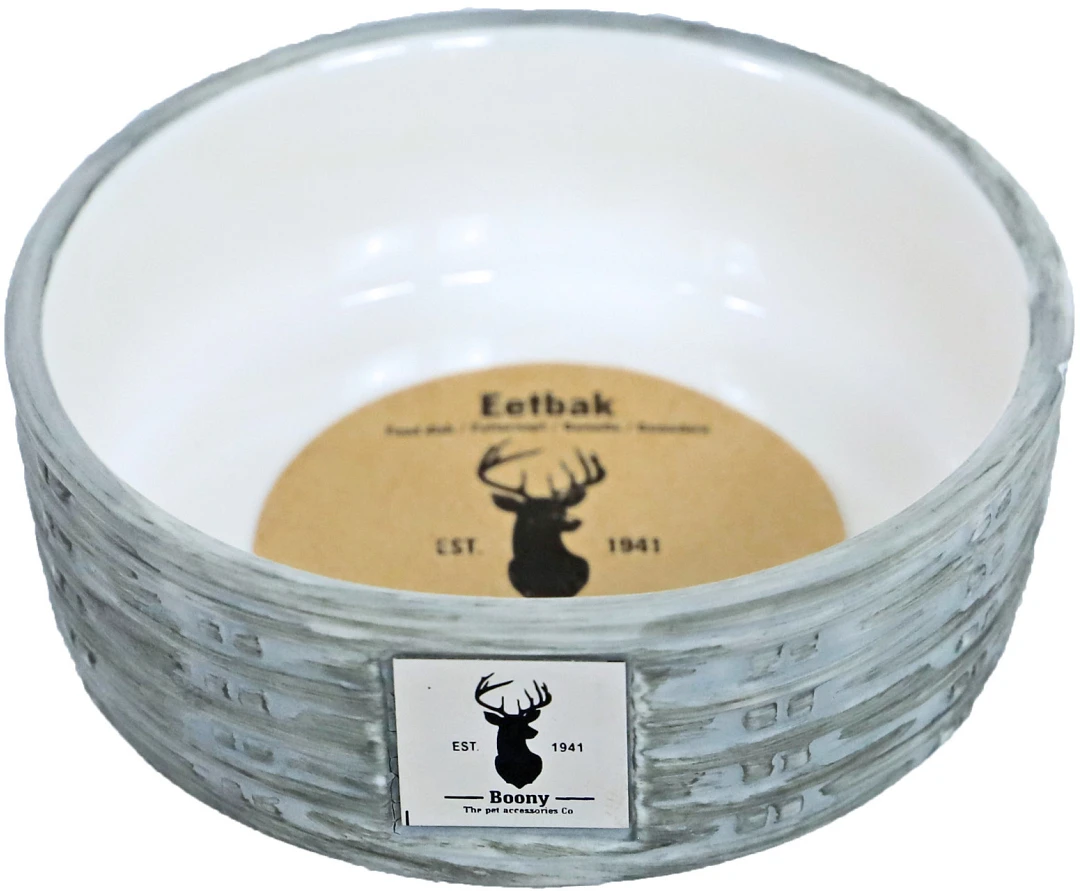 Boony Est. 1941 voerbak Steen Wicker grey Boony Est. 1941 Voerbak Steen Wicker Grey -Dierenbenodigdheden Kortings Winkel 0212195