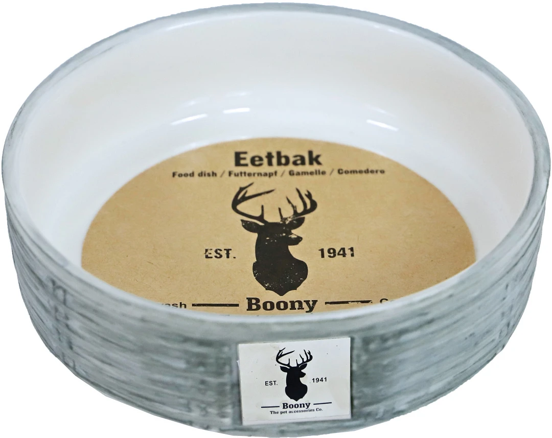 Boony Est. 1941 voerbak Steen Wicker grey Boony Est. 1941 Voerbak Steen Wicker Grey -Dierenbenodigdheden Kortings Winkel 0212196