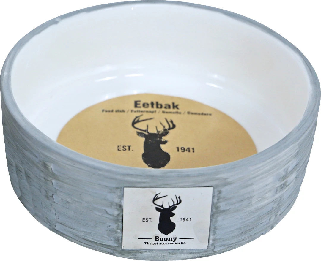 Boony Est. 1941 voerbak Steen Wicker grey Boony Est. 1941 Voerbak Steen Wicker Grey -Dierenbenodigdheden Kortings Winkel 0212197